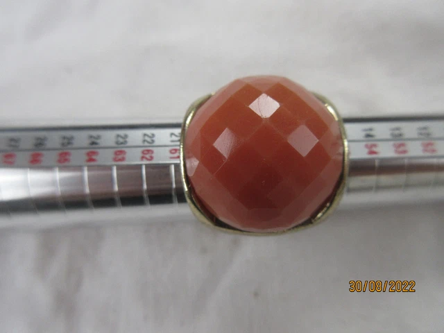 Orange Large Stoned Statement Ring Gold Tone Uk R