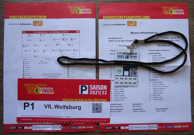 Accreditation Parking Aufstellung BL 2021/22 FC Union Berlin - VfL Wolfsburg