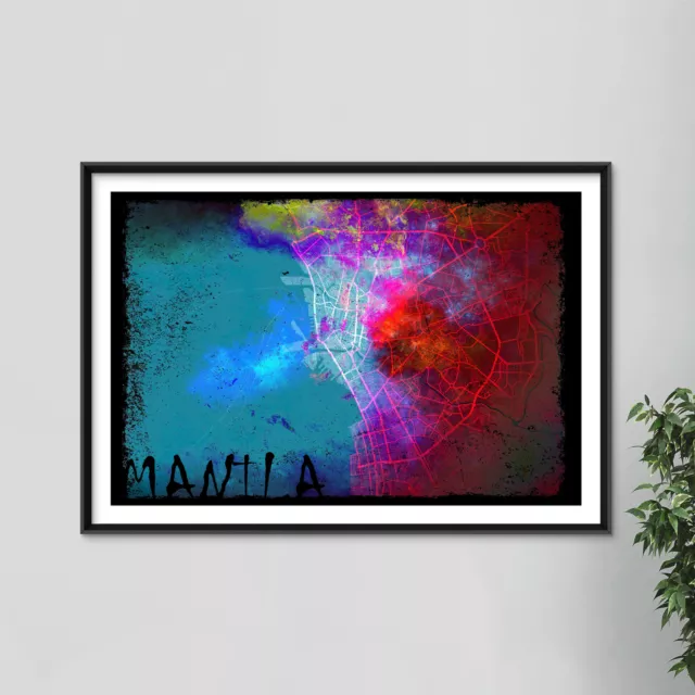 Manila, Philippines Map "Colourboo" - Art Print Poster Gift