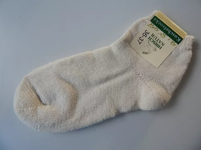 Hirsch-Natur Kuschelsocken Bio Wolle kbT, 70%Schurwolle, 30%Seide Bettsocken