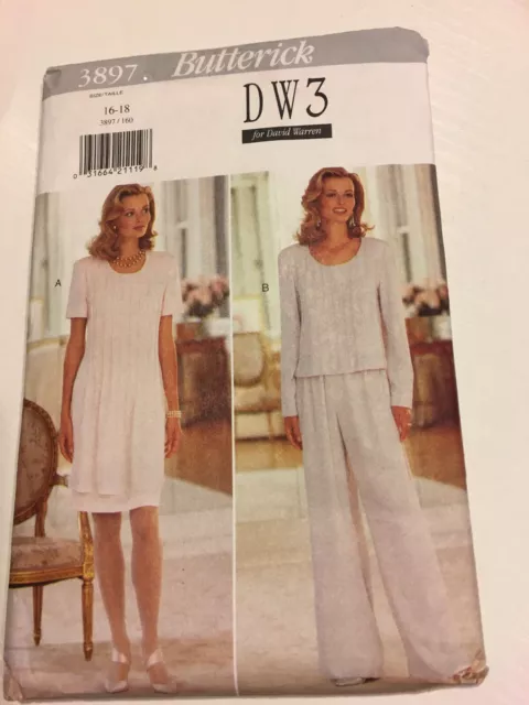 WOMENS UNCUT BUTTERICK 3897 SEWING Pattern DRESS TOP PANTS FORMAL SIZE 16 18