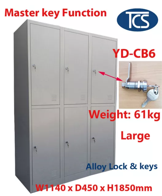 TCS XL 6 Door Metal Steel Storage Locker Alloy Lock Key SCHOOL GYM OFFICE STAFF