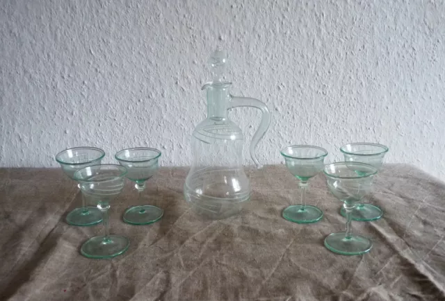 Lauscha Glas -  Likörset   -  Karaffe + 6 Gläser