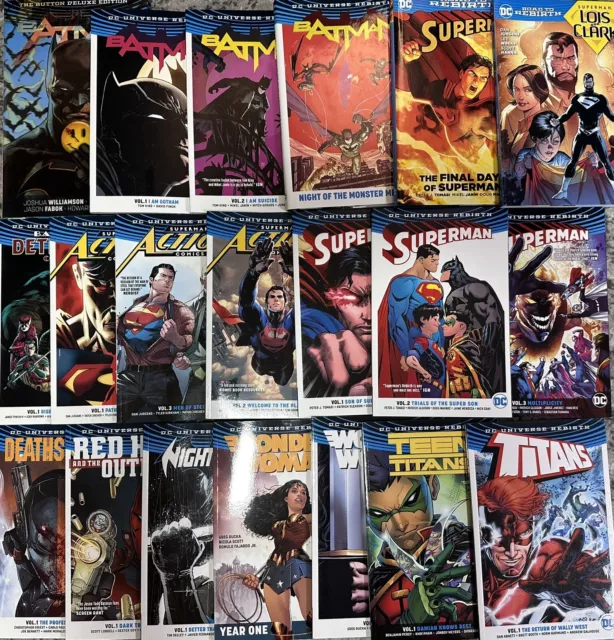 DC Comics Rebirth TPB HC Lot of 20 Superman, Batman, Titans, Wonder Woman, Flash