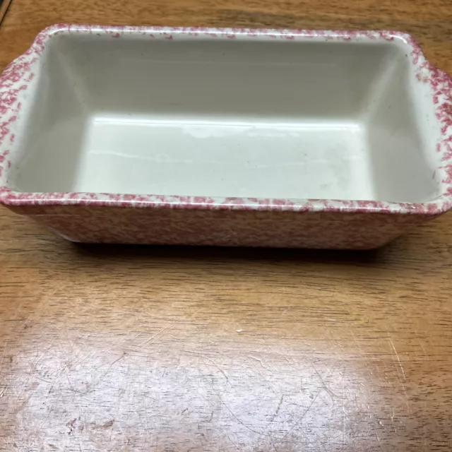 Vintage Workshops of Gerald E Henn Mauve Spongeware Mini Loaf Pan EUC Pottery