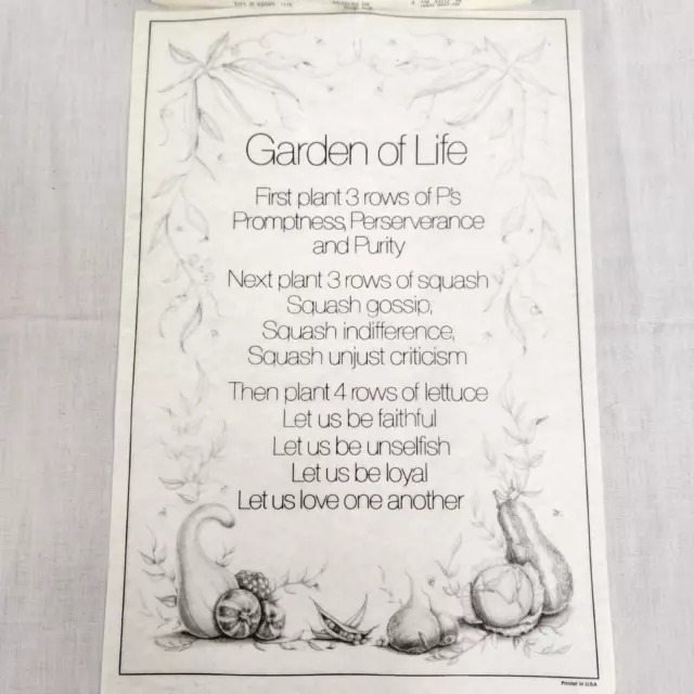 Bordado líquido Tri-Chem - jardín de la vida e instrucciones - 12"" X 18"" 1983