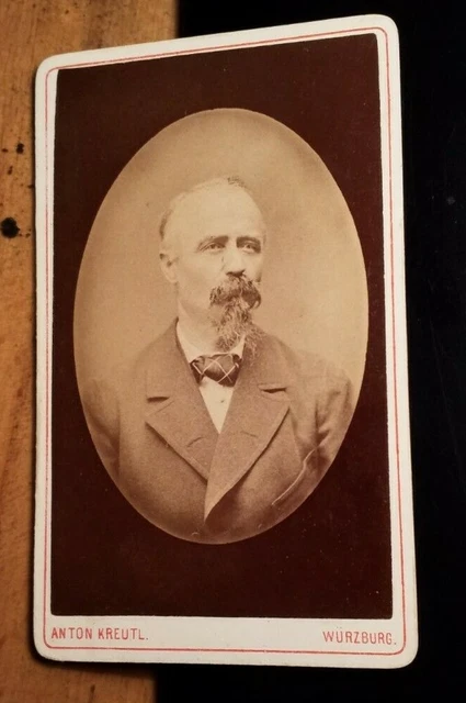 Mann mit Bart - Portrait / ca. 1870/80er Jahre CDV Anton Kreutl Würzburg