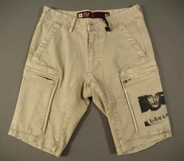 Jet Lag JETLAG Cargo Shorts Mens 31 Brown Pockets  Flat Front Dazed Confused New