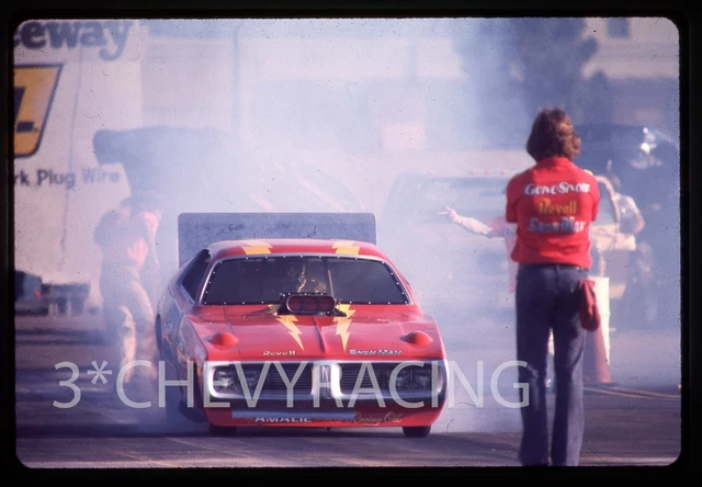 35Mm Nhra Slide - Gene Snow Snowman 1974 Funny Car Awesome Burnout #Gd4