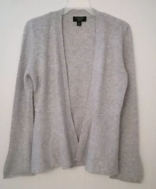 Charter Club Luxury Womens Size S 100% Cashmere Open Front Cardigan Sweater Gray