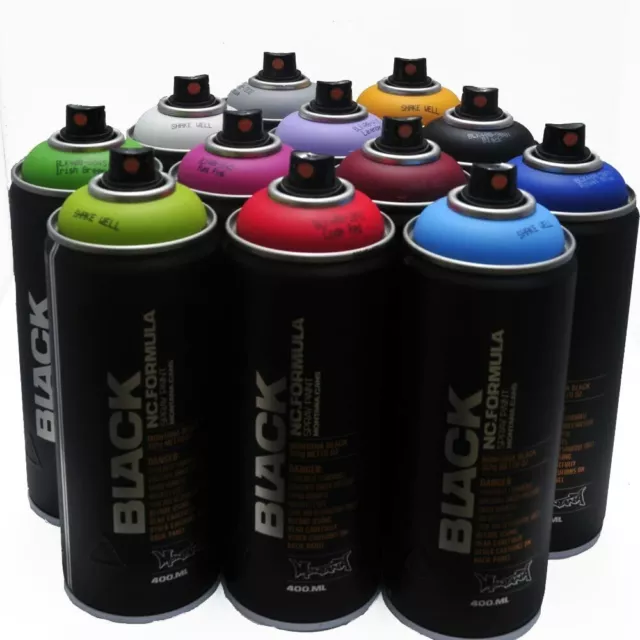 Montana black Spraydosen 12 x 400 ml beliebtes Farben Set Graffiti Street Art