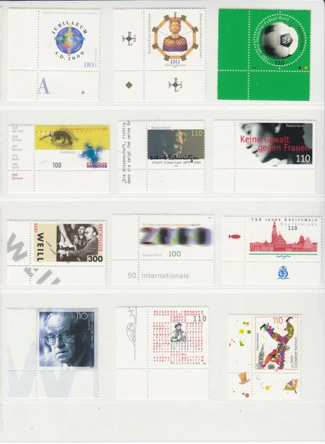 Bund Jahrgang 2000 postfrisch, komplett, alle mit Eckrand links unten