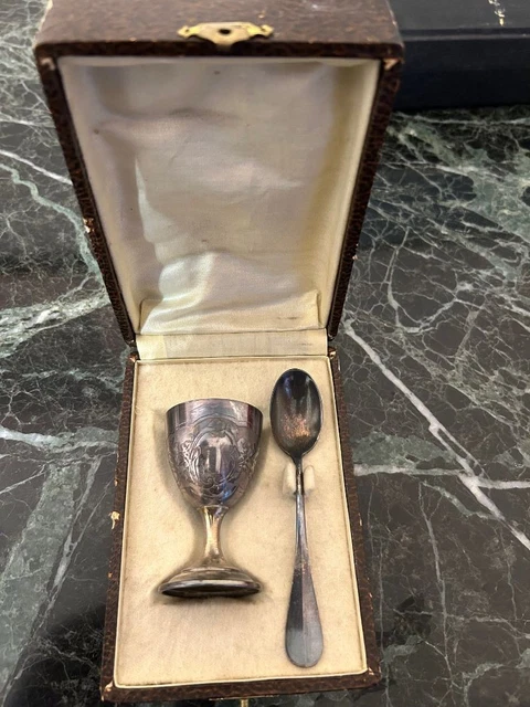 Coquetier En Argent Massif Art Déco Avec Sa Cuillère - Orfèvre Boulenger - 69gr