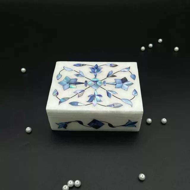 Handmade jewelry box with antique inlay art