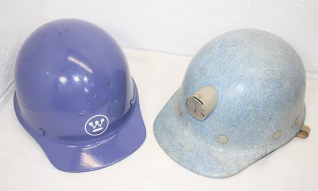 Vintage Fiberglass Hard Hat Lot MSA Skullgard Westinghouse Superglas Fibremetal