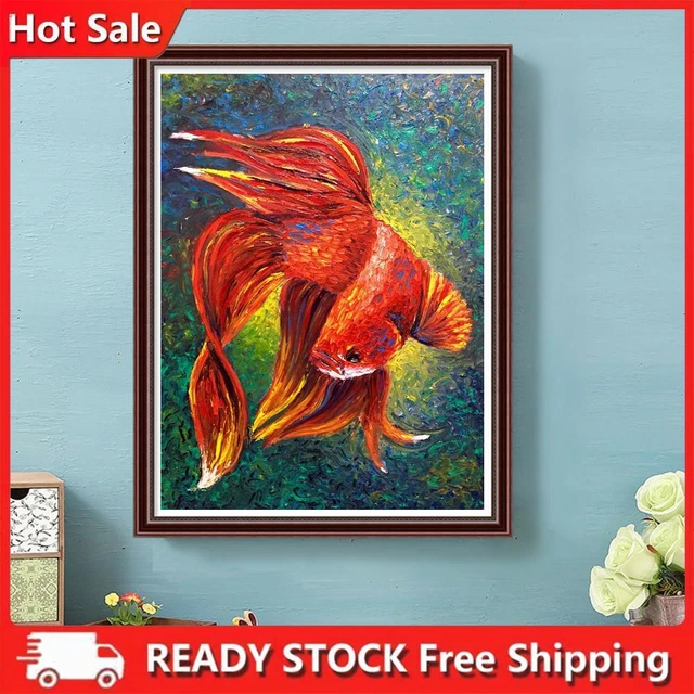 Kit vernice per numeri fai da te olio a mano pesce arte pittura artigianato decorazione parete casa