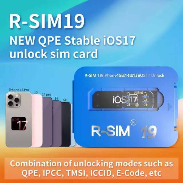 R-SIM 19 NEW QPE Stable IOS17 Unlock SIM Carte pour iPhone 15/14 Pro MAX/13 Pro