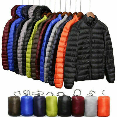 Men's Packable Duck Down Jacket Winter Ultralight Coat Hooded Puffer Jacket Coat