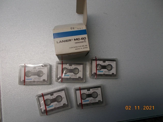 NOS Box of 5 Sealed Lanier MC-60 Microcassettes, Intended Use is Dictation