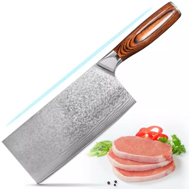 Damascus Kitchen Knife Chinese Chef Knife Full Tang Meat Cleaver Knife for Home