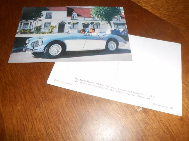 AUSTIN-HEALEY 100 SIX VINTAGE ORIGINAL POSTCARD / 100-6 BROCHURE Publ. No. 1497