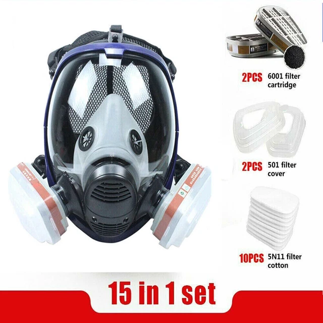 15 in 1 Full Face Gas Mask Reusable Respirator For Chemical Spray Painting 6800