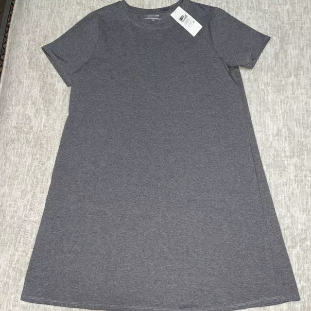 NWT Eileen Fisher Moon Crew Neck K/L Dress M Organic Cotton Grey