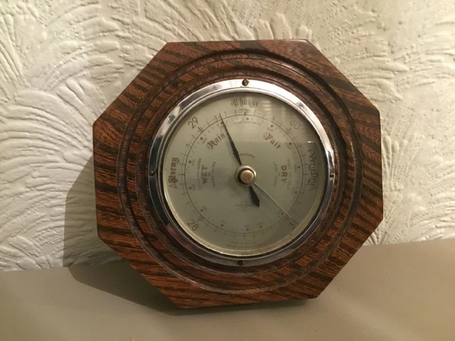 VINTAGE 1930S OAK mounted Compensated Barometer-Smith Brothers #5315 £ ...