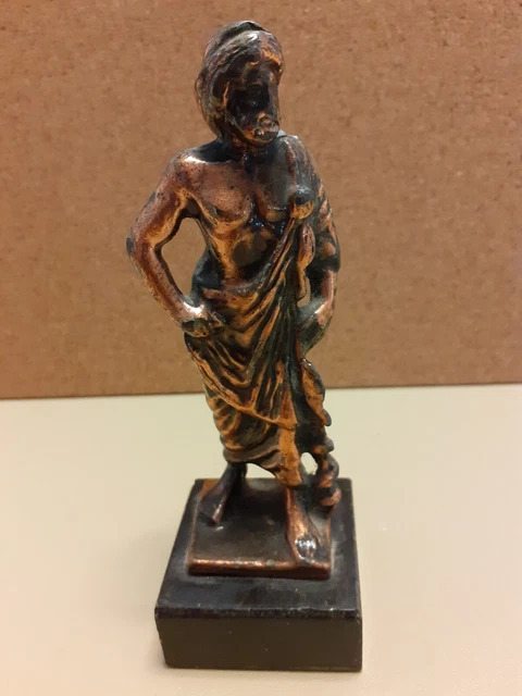 Estatuilla de cobre vintage, ¿encantador de serpientes indias?