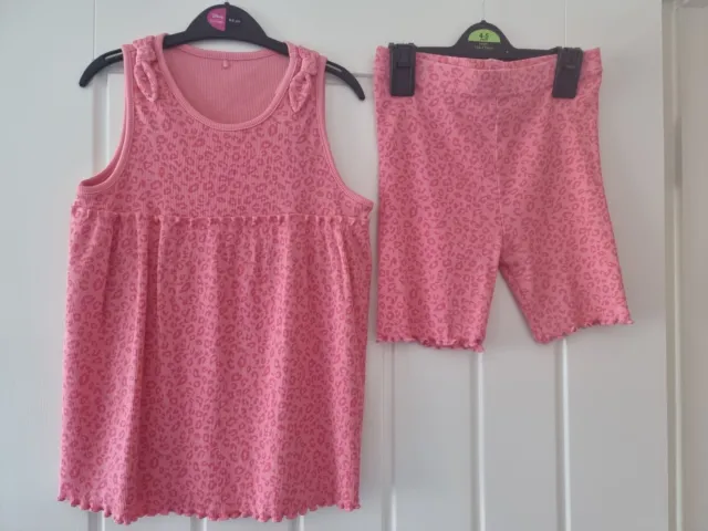 Girls Pink Shorts & Top Outfit Age 6-7 Yrs