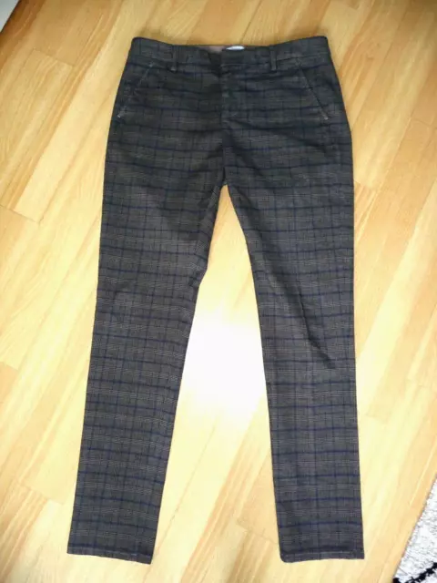 Dondup Herren Hose Anzughose Chino Gaubert Glencheck kariert braun Gr. 33  NEU