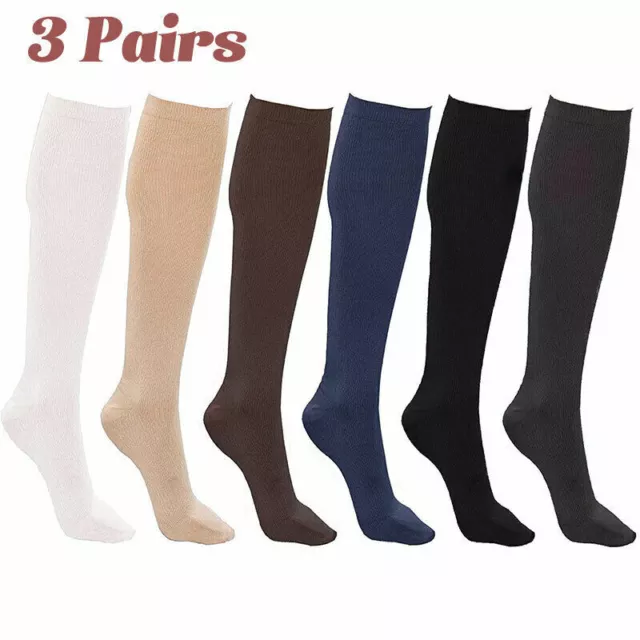 3 Pack Bamboo Compression Socks (8-15mmHg) Moisture Wicking Support Stockings