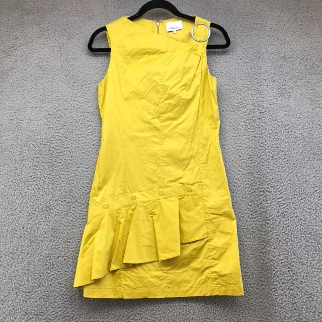 3.1 Phillip Lim Sheath Dress Mustard Yellow Sleeveless Short Ruffle Womens 2