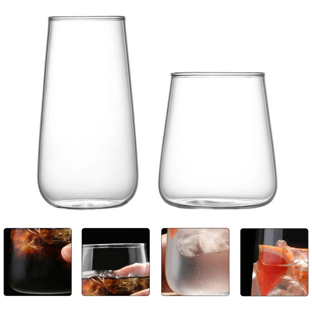 2 piezas de vaso de agua de vidrio soporte de agua taza vaso de vidrio transparente