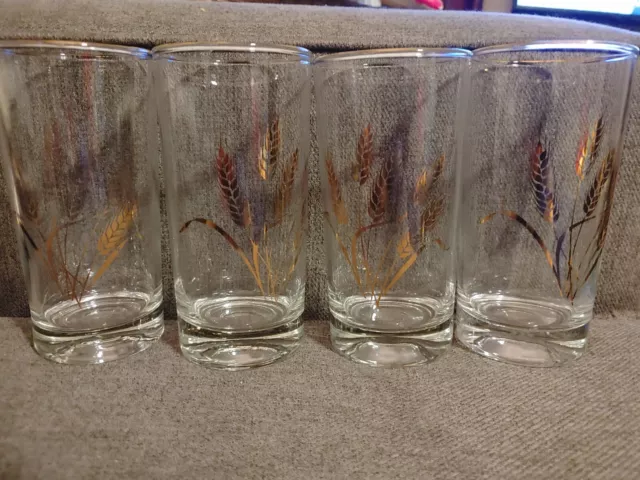 4 Homer Laughlin Wheat Glasses Tumblers