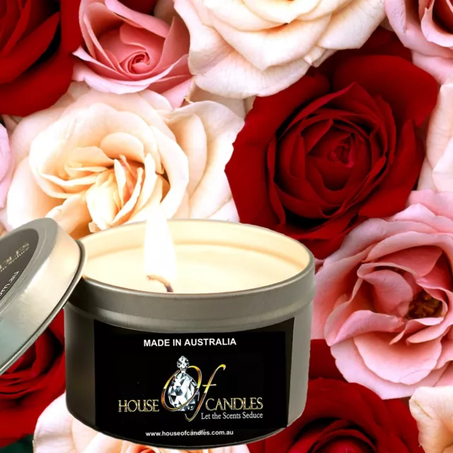 Fresh Roses Premium Scented Eco Soy Wax Tin Candles Hand Poured Vegan Friendly