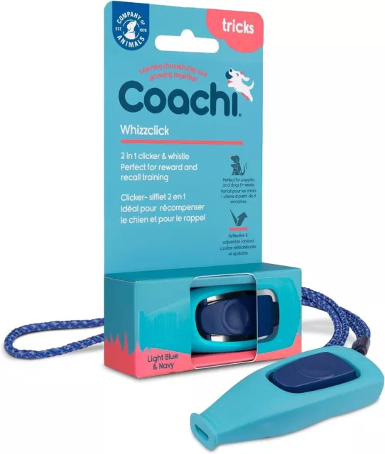 Coachi Whizzclick Combinado Clicker y Silbato Perro Entrenamiento Silbato - Azul claro
