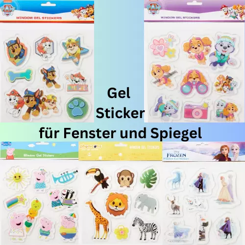 Gel Fensterbilder Sticker, Spiegel, Glas, Aufkleber, Disney, Paw Patrol, Peppa