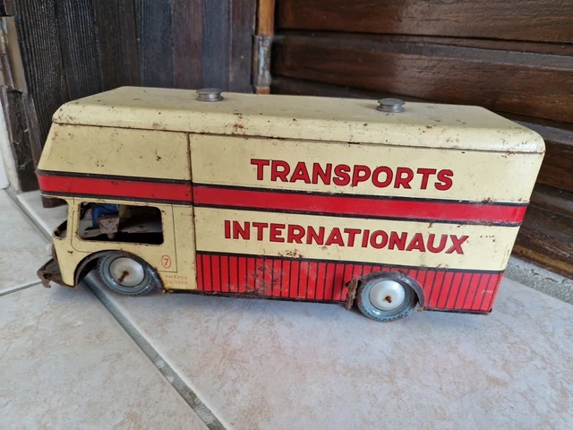 JOUSTRA - CAMION Transports Internationaux - Moteur mécanique - L : 33 cm EUR 50,00 - FR