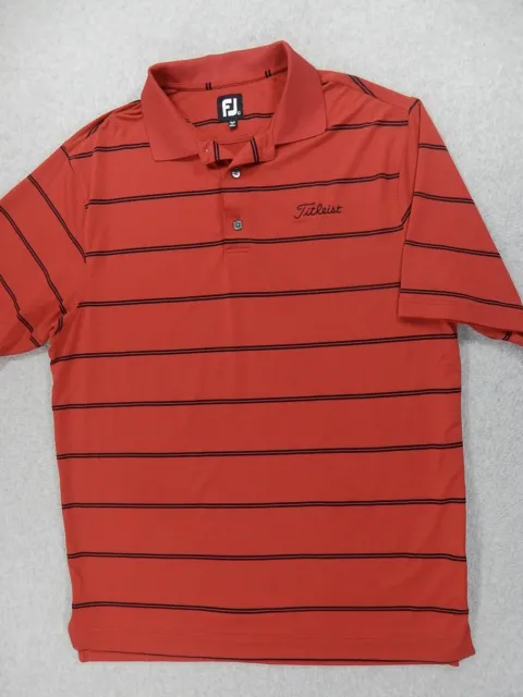 Footjoy Titleist Striped Short Sleeve Golf Polo Shirt (Mens Large) Red