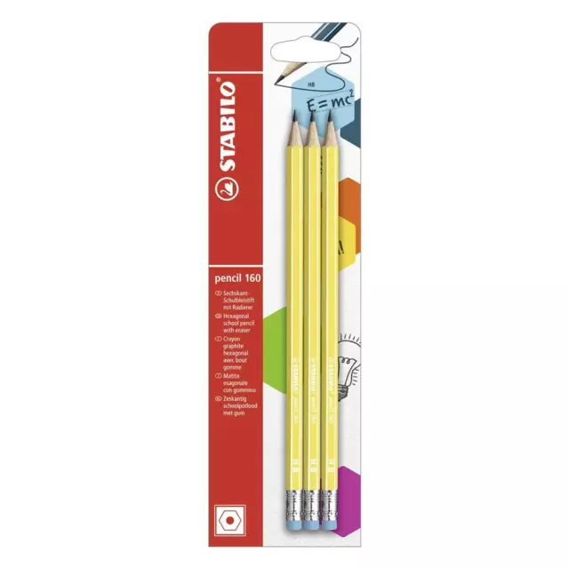 Bleistift Radierer STABILO pencil 160 Gelb HB 3 Stück Zeichenstifte Bleistifte