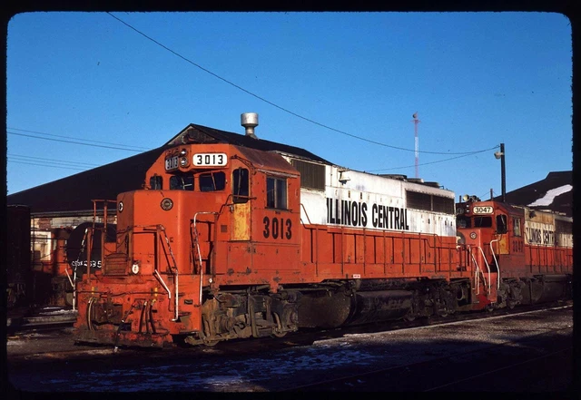 Original Rail Slide - IC Illinois Central 3013 Bloomington IL 1-1981