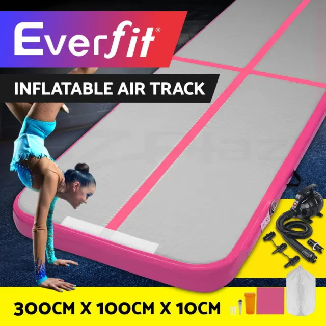 Everfit 3M Air Track Gymnastics Tumbling Exercise Yoga Mat W/ Pump Inflatable