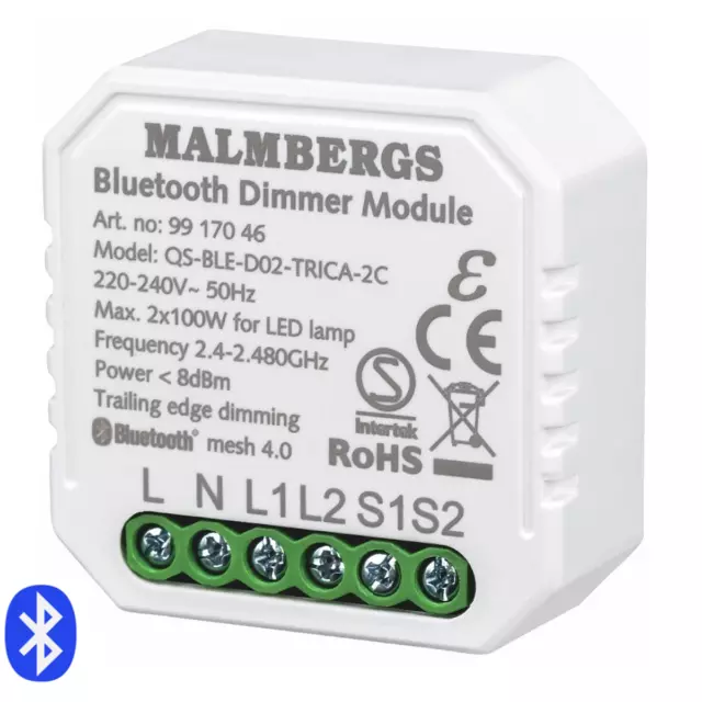 Malmbergs Smart Home Bluetooth Wandschalter Modul 2 Wege Dimmer Alexa Google App