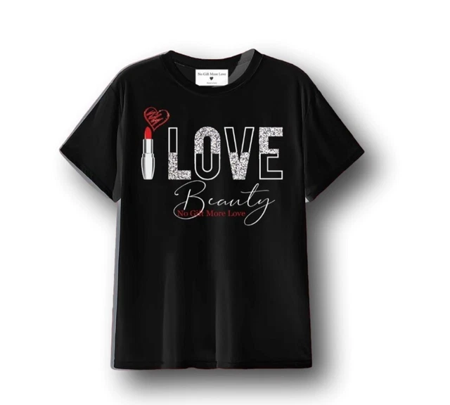 NO GIFT MORE LOVE WTS083 T-Shirt Donna Cotone Nero