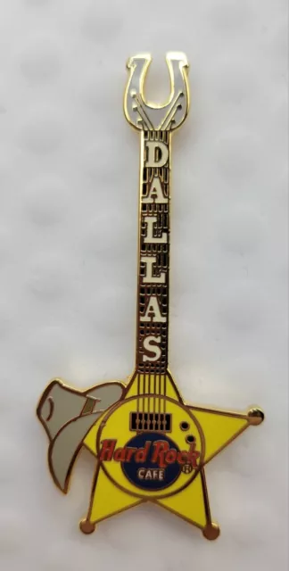 Hard Rock Cafe Dallas Texas Yellow Star Guitar Classic Logo Pin