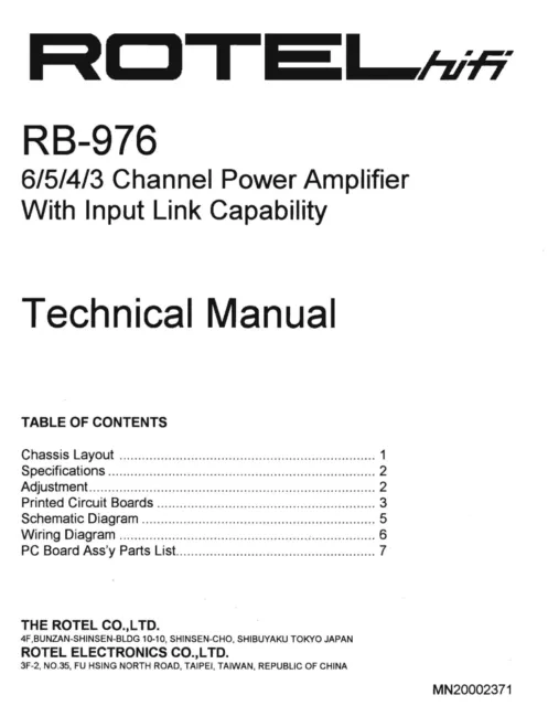Servizio Manuale di Istruzioni per Rotel RB-976
