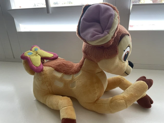 Disney Bambi w/ Butterfly Plush Laying Baby Deer Stuffed Animal Disney Store Toy
