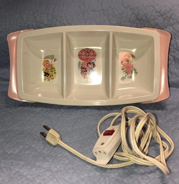 VTG  GENERAL ELECTRIC Heat N Serve Baby Food Warmer Dish Pink Works