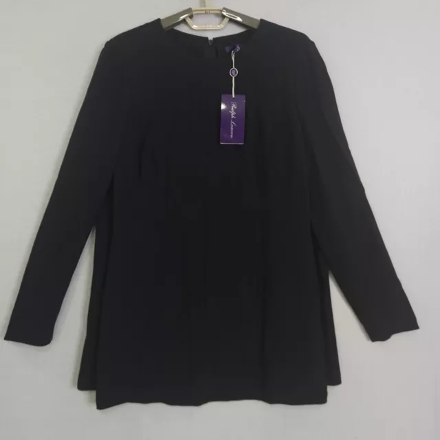 Ralph Lauren Purple Label Womens Blouse Top Lined Pockets Stretch Black Sz 4 New